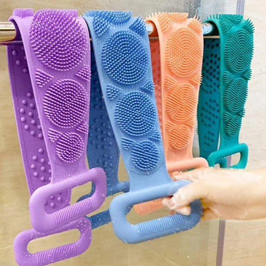 Silicone Body Scrubber Belt Green Pink Purple Blue
