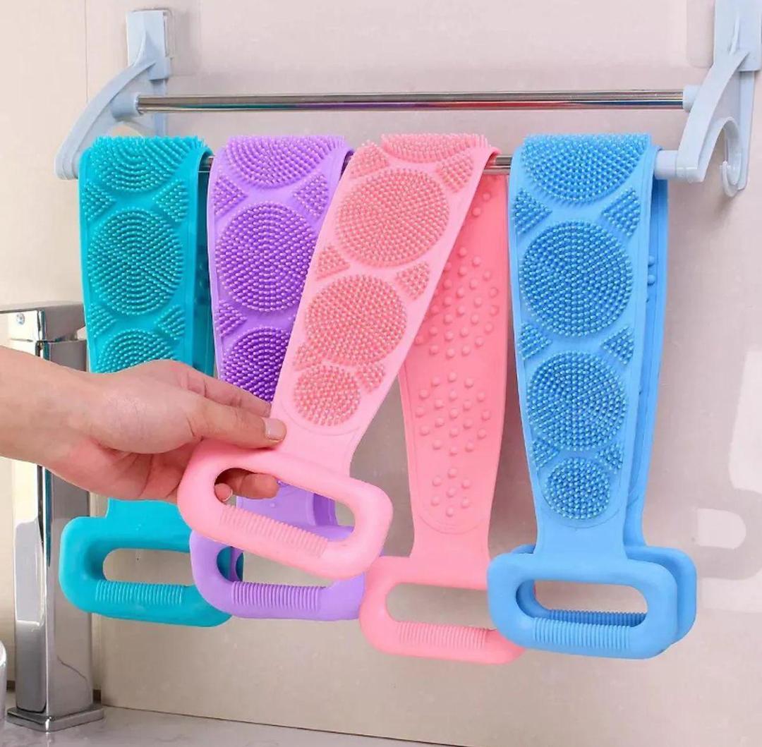 Silicone Body Scrubber Belt Green Pink Purple Blue