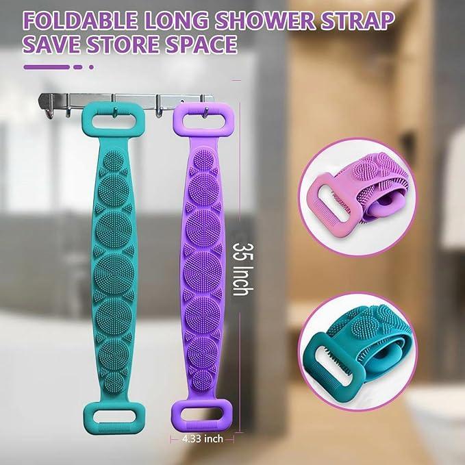 Silicone Body Scrubber Belt Green Pink Purple Blue