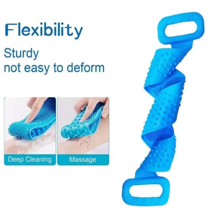 Silicone Body Scrubber Belt Green Pink Purple Blue