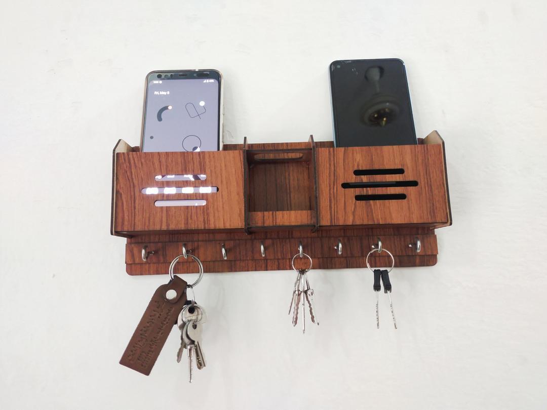 Brow MDF Abstract Art key Holder for Home Decor