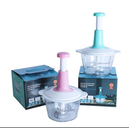 Hand Push Vegetable Chopper Pink Mint Green