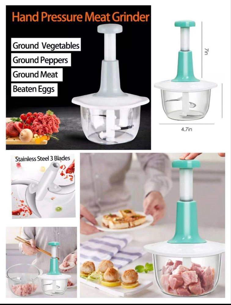 Hand Push Vegetable Chopper Pink Mint Green
