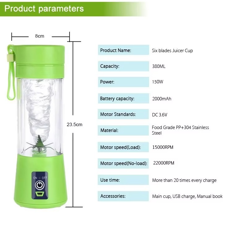 Portable rechargeable juicer blender