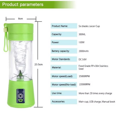 Portable rechargeable juicer blender