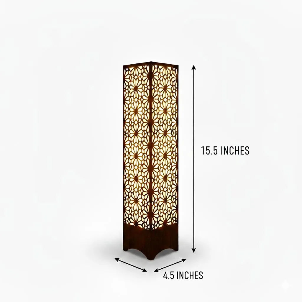 Modern Geometric Wood Floor Lamp – Warm Glow