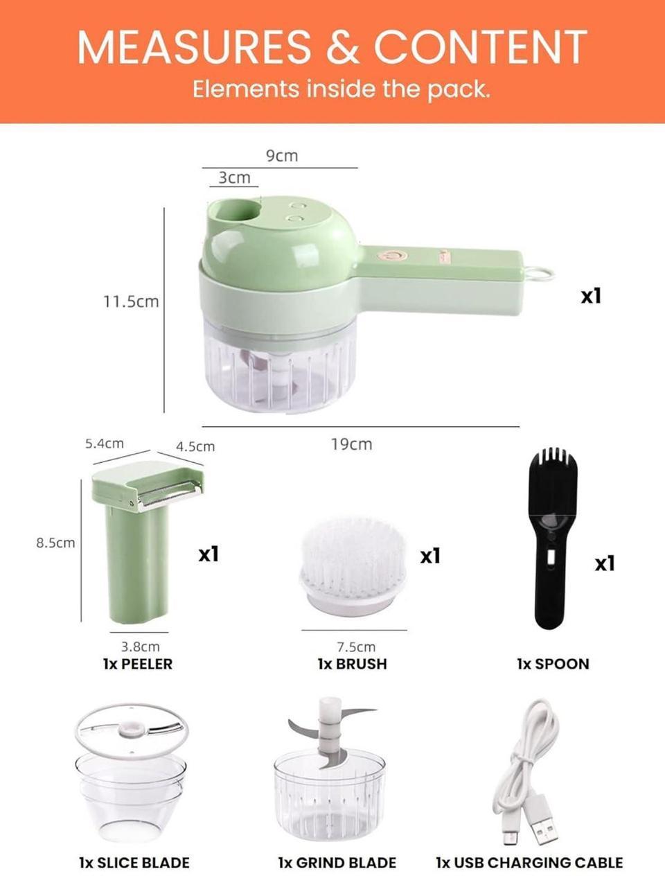 5 in 1 Handheld Hammer Electric Vegetable Cutter Set Mini Wireless Food Choppers Garlic Vegetable Chopper Slicer machine.