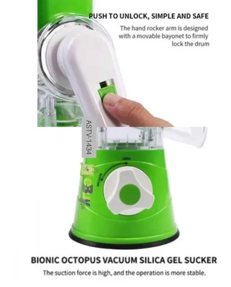 Green Multi-Function Vegetable Cutter with 3 Blades