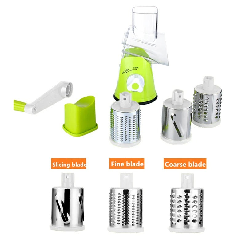 Green Multi-Function Vegetable Cutter with 3 Blades