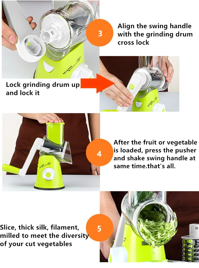 Green Multi-Function Vegetable Cutter with 3 Blades