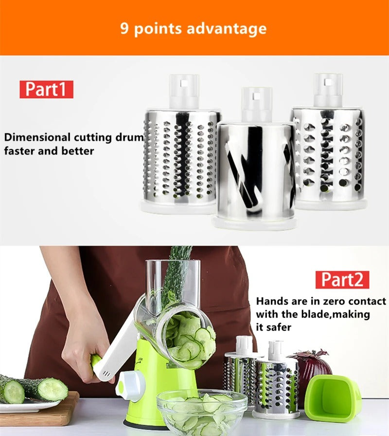 Green Multi-Function Vegetable Cutter with 3 Blades