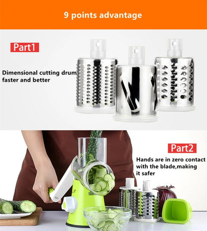 Green Multi-Function Vegetable Cutter with 3 Blades