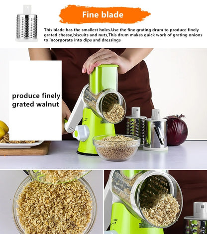 Green Multi-Function Vegetable Cutter with 3 Blades
