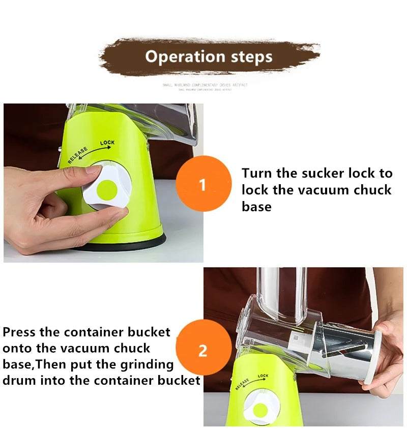 Green Multi-Function Vegetable Cutter with 3 Blades