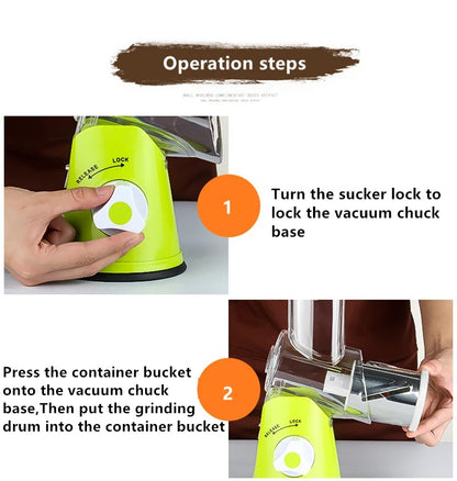Green Multi-Function Vegetable Cutter with 3 Blades
