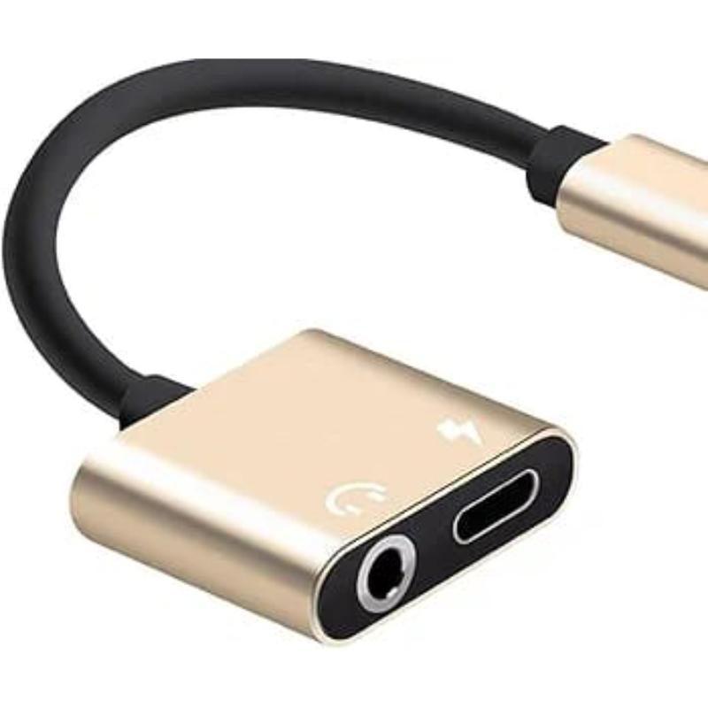3 in 1 Type C Charging & Audio Adapter Black Golden
