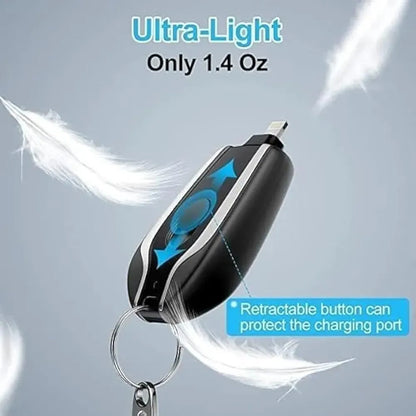 Keychain Power Bank Black Portable USB Charging