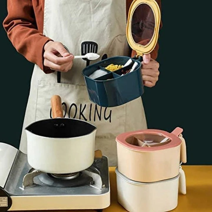 Stylish 4-Compartment Spice Box for Kitchen