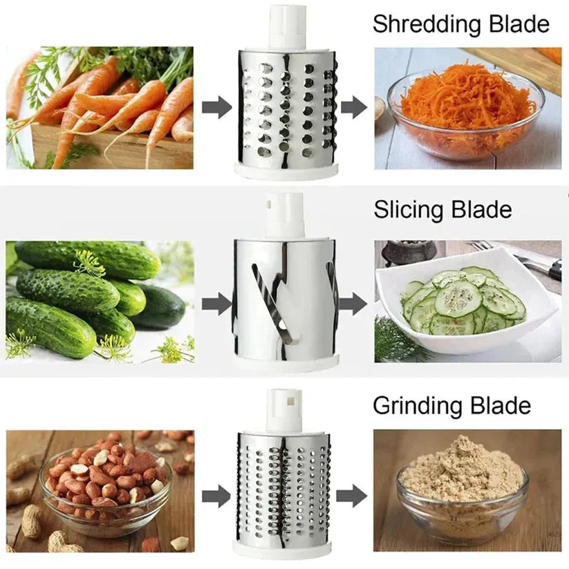 Green Multi-Function Vegetable Cutter with 3 Blades
