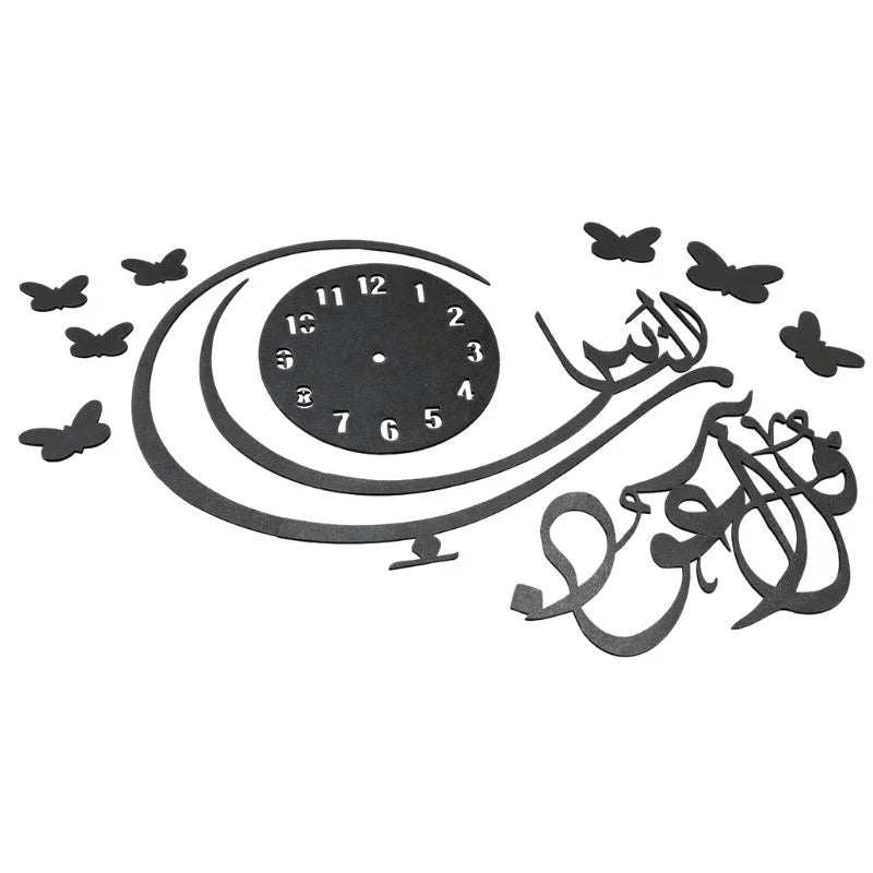 3D Islamic Wall Clock for Home Decor